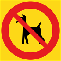 förbudsskylt förbud mot hundar