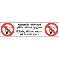 Förbudsskylt: Generellt rökförbud gäller i denna byggnad...