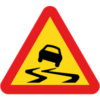 trafikmärke varning för slirig väg