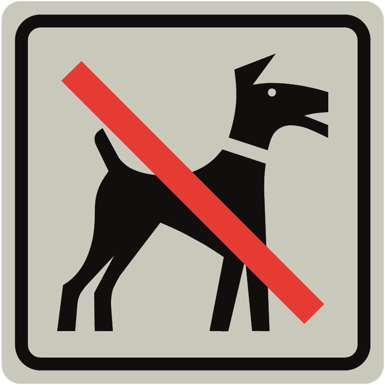 Dörrskylt: Hundförbud