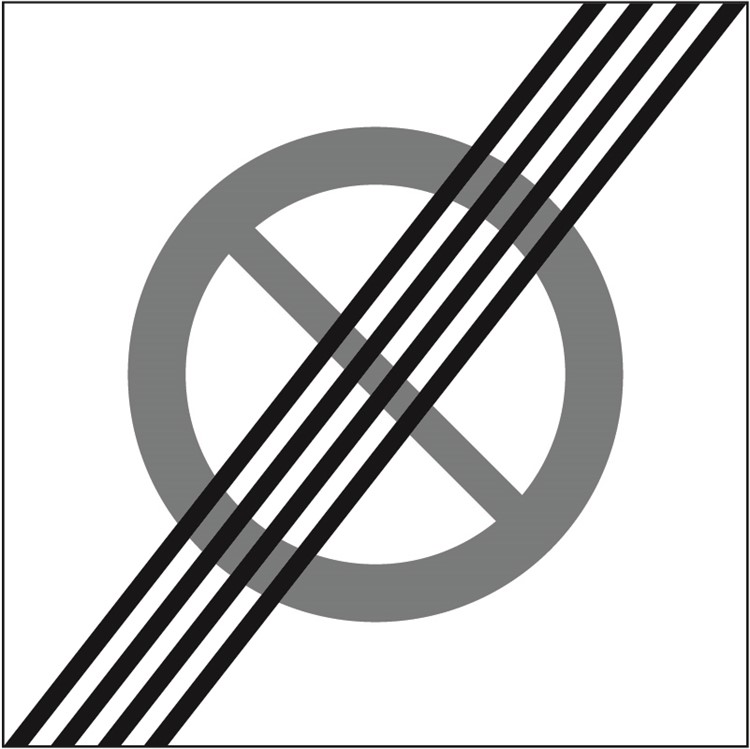 Slutmärke zon med förbud att parkera fordon