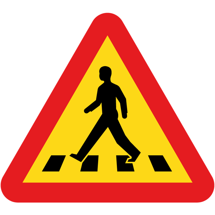 trafikmärke varning för övergångsställe