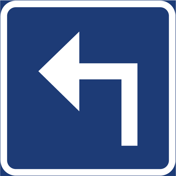 trafikmärke riktning vinkelböjd pil vänster