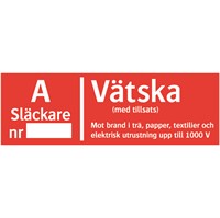 Branddekal: Brandsläckare, Vätska (A)