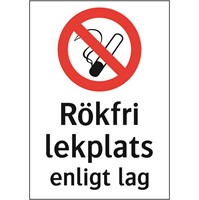 Förbudsskylt: Rökfri lekplats enligt lag