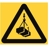 Golvdekal: Varning för hängande last.