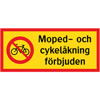 miniatyrtavla moped- och cykelåkning förbjuden