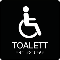 taktil skylt toalett handikapp