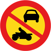 trafikmärke förbud mot trafik med annat motordrivet fordon än moped klass 2