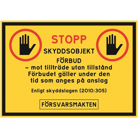 Skyddsobjektskylt för väggmontage, 297x210mm