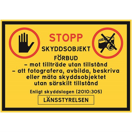 Skyddsobjektskylt för väggmontage, 297x210mm