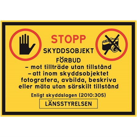 Skyddsobjektskylt för väggmontage, 297x210mm