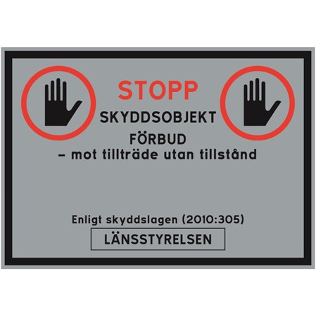 Skyddsobjektskylt för väggmontage, 297x210mm