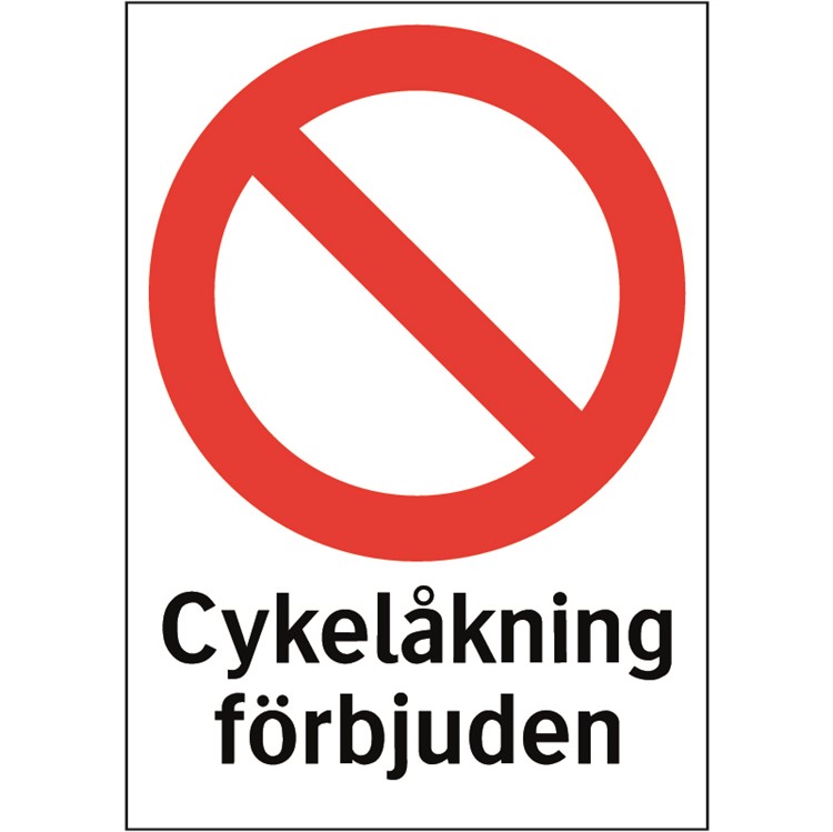 Förbudsdekal: Cykelåkning förbjuden