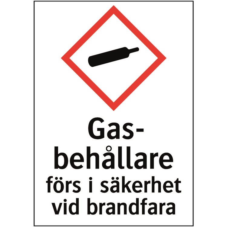 Kemisk varningsskylt: Gasolbehållare förs i säkerhet vid brandfara