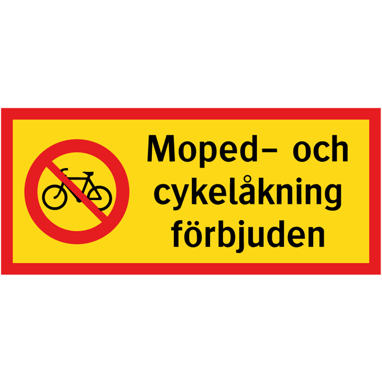 miniatyrtavla moped- och cykelåkning förbjuden
