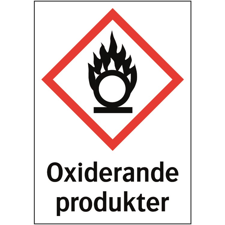 Kemisk varningsdekal: Oxiderande produkter
