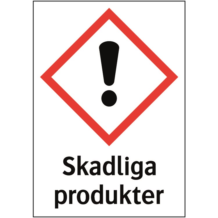 Kemisk varningsskylt: Skadliga produkter