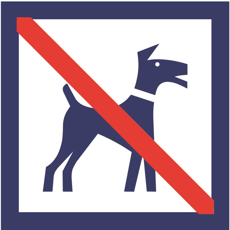 Skylt: Förbud för hundar