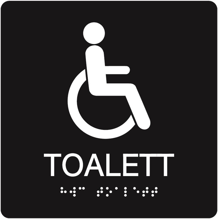 Taktil skylt: Toalett handikapp