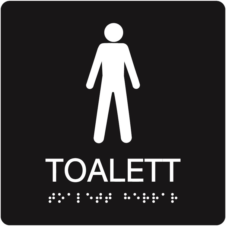 Taktil skylt: Toalett herr