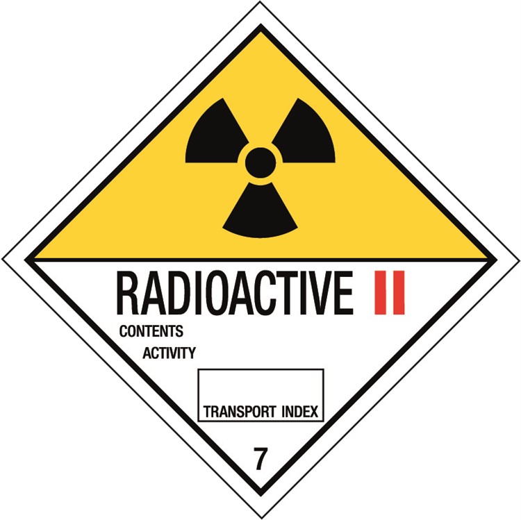 Varningsetikett: Radioaktivt ämne av kategori II-GUL